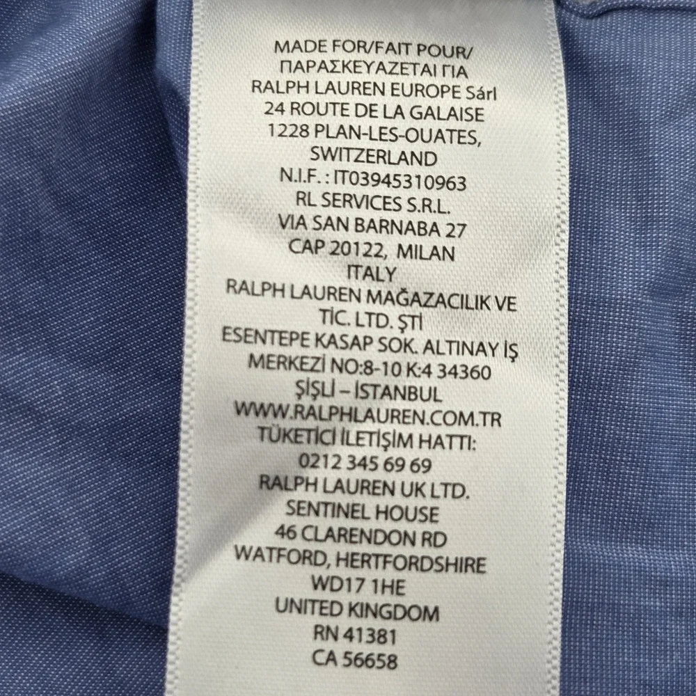 Polo Ralph Lauren Classic Fit Stretch Poplin Shirt Mens XL Blue Long Sleeve EUC
